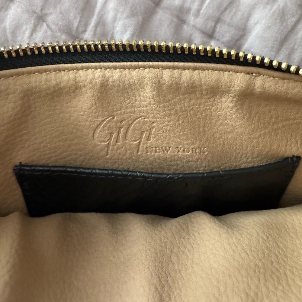 New! GiGi New York Embossed Python Clutch, Black. - Picture 9 of 10